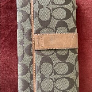 Coach Olive and Tan Signature Wallet